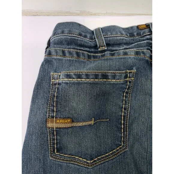 Ariat Men’s M4 Low Rise Dark Wash Denim Blue Boot Cut Jeans Size 34/34 MX12FA16 - Picture 12 of 16